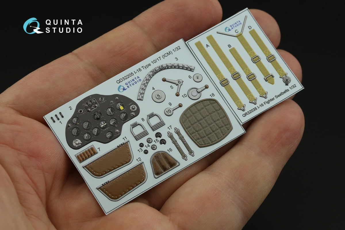 Quinta Studio QD32205 I-16 Type 10/17 3D-Printed coloured Interior on decal paper (ICM) 1/32 – zdjęcie 8