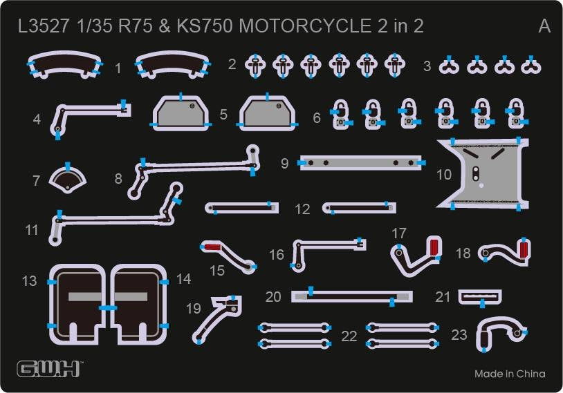 Great Wall Hobby L3527 WWII German Motorcycle R75 &amp;amp; KS750 2 in 2 1/35 – Bild 3
