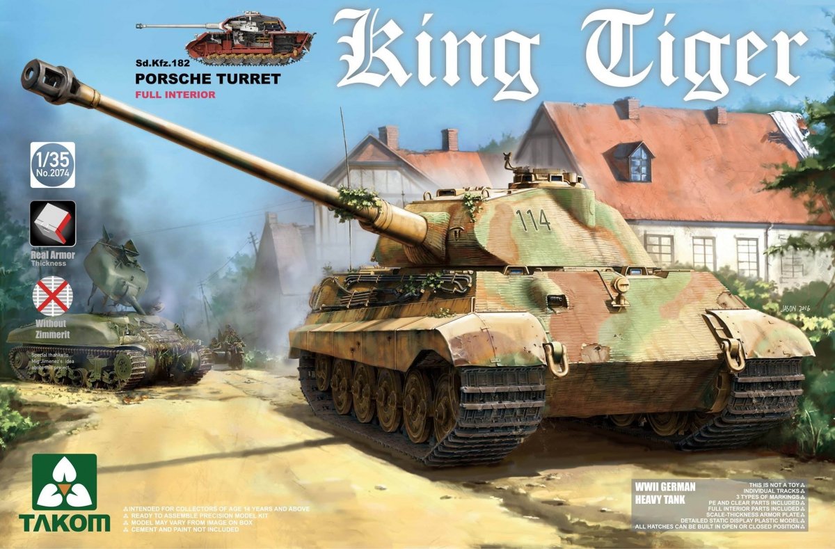 Takom 2074S King Tiger Sd.Kfz.182 PORSCHE TURRET / Intérieur complet avec nouvelle chenille 1/35