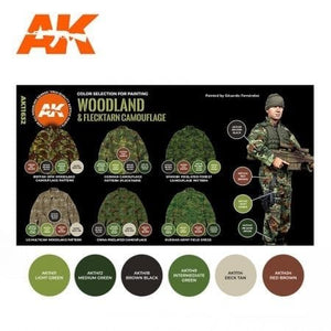 AK Interactive AK11632 WOODLAND &amp;amp; FLECKTARN CAMOUFLAGE – immagine 2