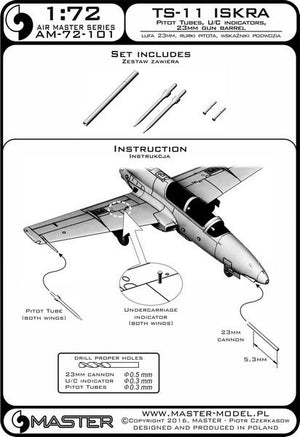 Master AM-72-101 TS-11 Iskra - Pilot Tubes and 23mm gun barrel 1/72 – imagen 3