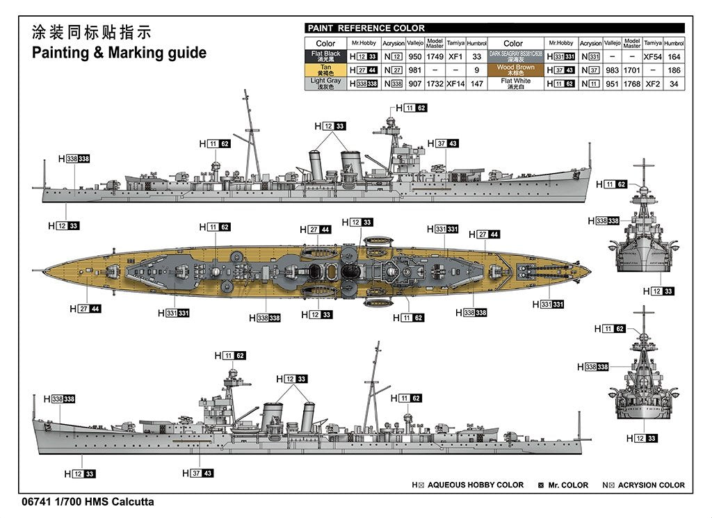 Trumpeter 06741 HMS Calcutta light cruiser 1/700 – immagine 4