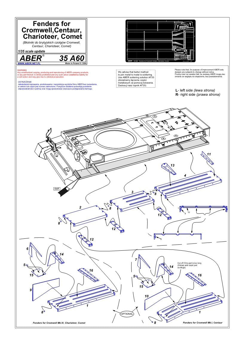 Aber 35A060 Błotniki do Cromwella, Centaura, Comet 1/35 – immagine 4