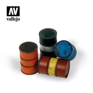 Accessoires pour diorama Vallejo SC204 : fûts de carburant modernes à l’échelle 1/35