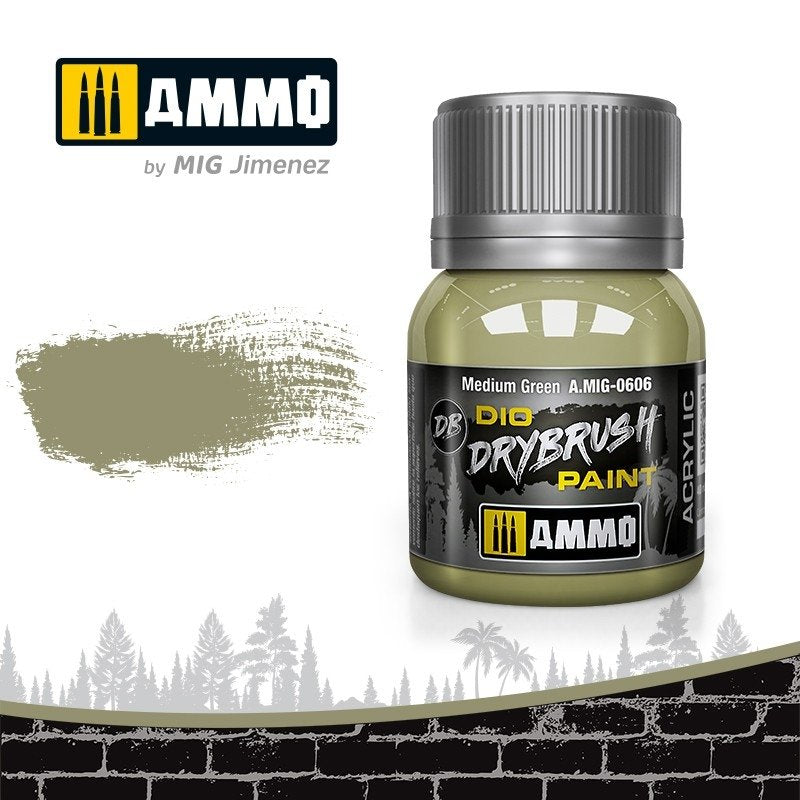 Ammo of Mig 0606 DRYBRUSH Medium Green 40ml