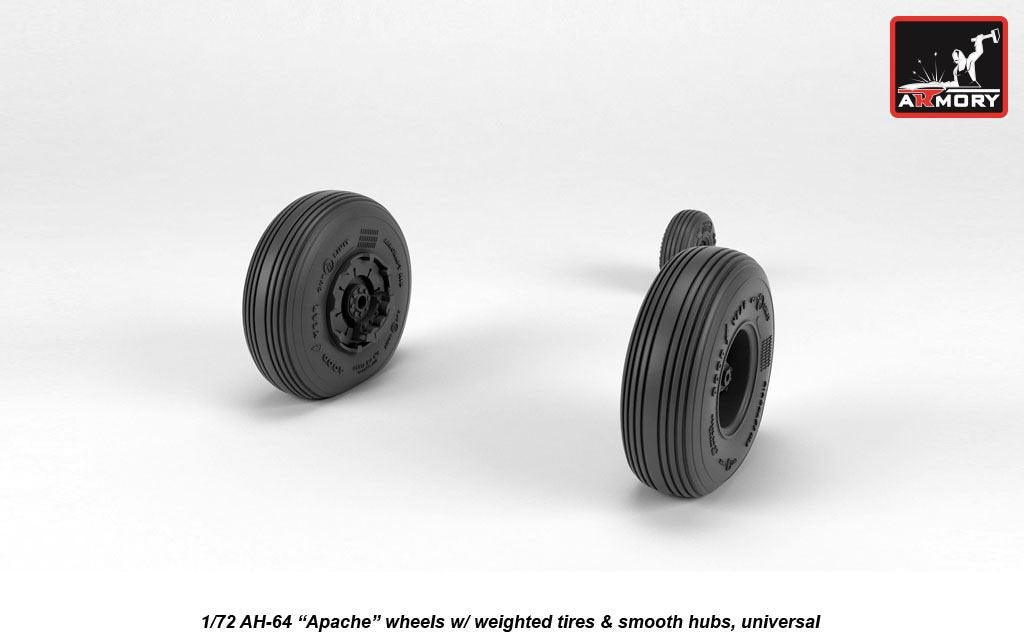 Armory Models AW72335 AH-64 Apache wheels w/ weighted tires, smooth hubs 1/72 – Bild 4