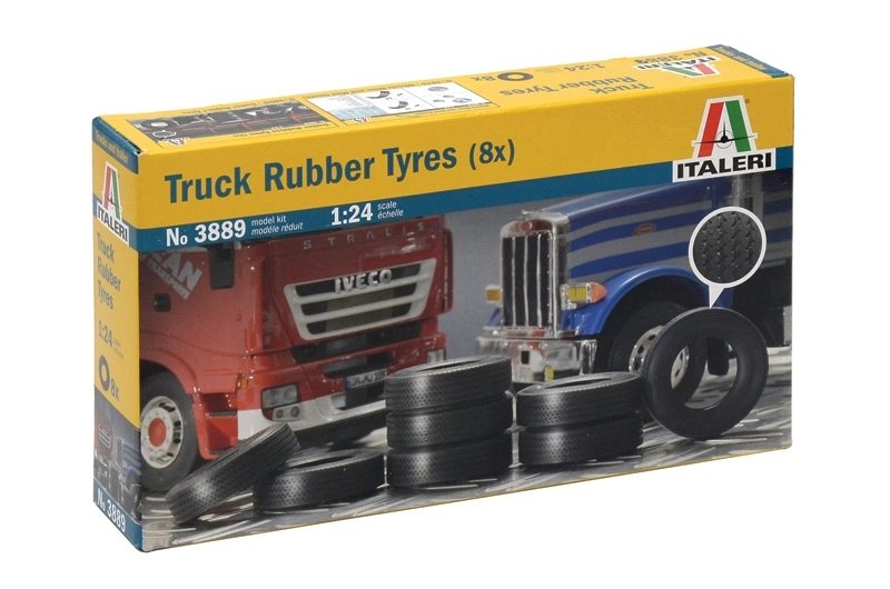 Pneus en caoutchouc pour camion Italeri 3889, 8 pièces, échelle 1/24