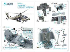 Quinta Studio QD48571 AH-64A 3D-Printed &amp;amp; coloured Interior on decal paper (Hasegawa) 1/48 – Bild 12