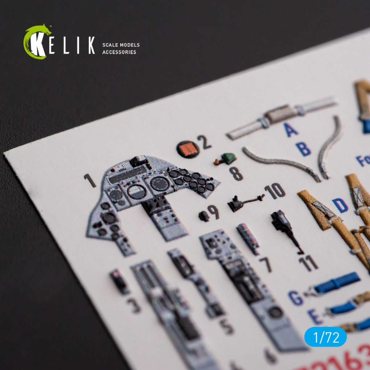 Kelik K72163 F.2A Lighting - interior 3D decals for Airfix kit 1/72