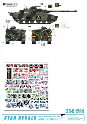 Star Decals 35-C1294 British SFOR mix. Bosnia. Challenger I Mk 3, Challenger 2, Scimitar CVR(T) and FV432 Mk 2 1/35 – imagen 2