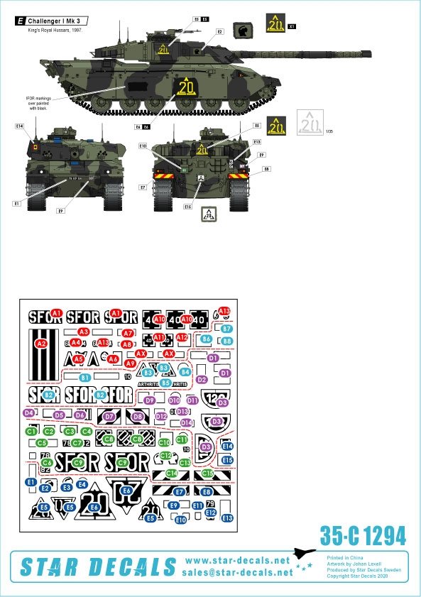 Star Decals 35-C1294 British SFOR mix. Bosnia. Challenger I Mk 3, Challenger 2, Scimitar CVR(T) and FV432 Mk 2 1/35 – imagen 2