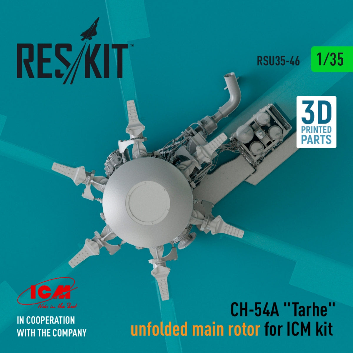 RESKIT RSU35-0046 CH-54A "TARHE" ROTOR PRINCIPAL DÉPLIÉ POUR KIT ICM (IMPRESSION 3D) 1/35