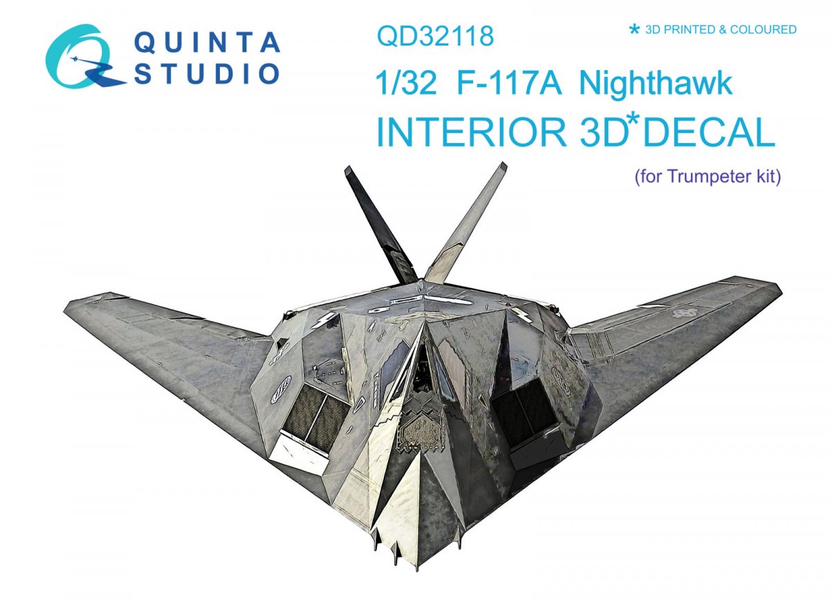 Quinta Studio QD32118 F-117A 3D-Printed &amp;amp; coloured Interior on decal paper (Trumpeter) 1/32
