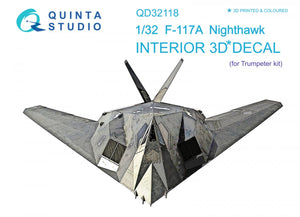 Quinta Studio QD32118 F-117A 3D-Printed &amp;amp; coloured Interior on decal paper (Trumpeter) 1/32