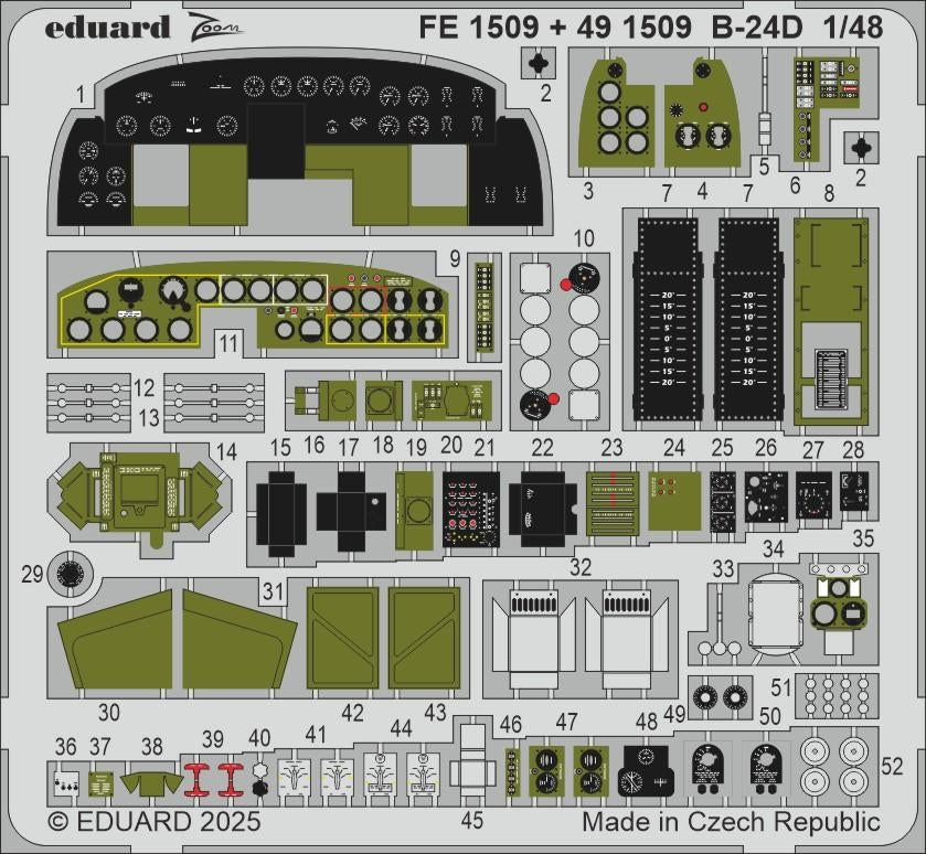 Eduard 491509 B-24D cockpit &amp;amp; engines HOBBY BOSS 1/48 – immagine 2