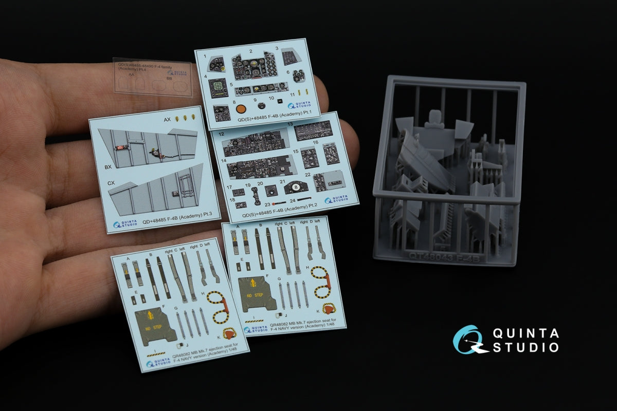 Quinta Studio QD+48485 F-4B Phantom II 3D-Printed &amp;amp; coloured Interior on decal paper (Academy) (with 3D-printed resin parts) 1/48 – Bild 2