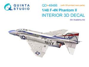 Quinta Studio QD+48486 F-4N Phantom II 3D-Printed &amp;amp; coloured Interior on decal paper (Academy) (with 3D-printed resin parts) 1/48