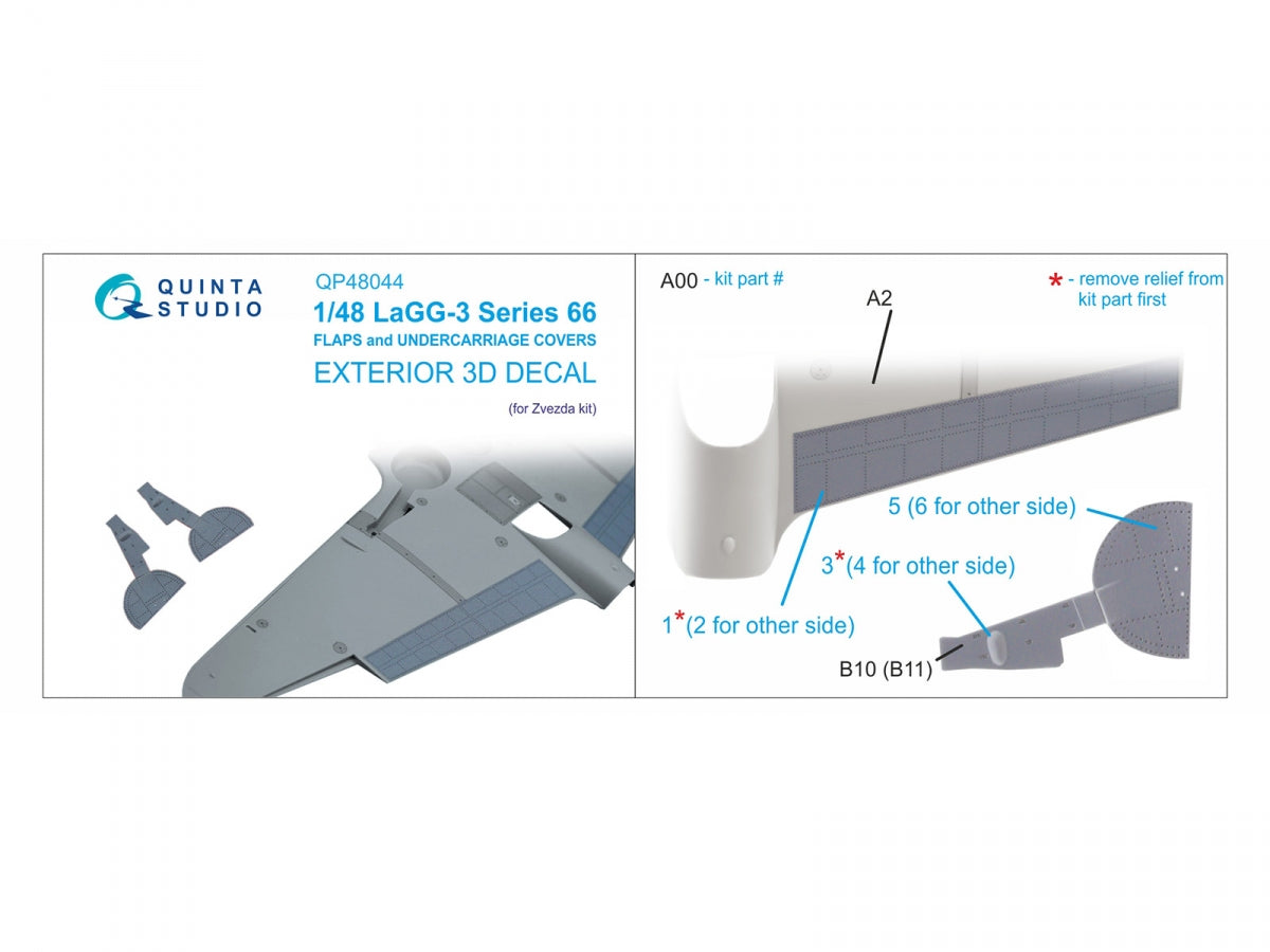 Quinta Studio QP48044 LaGG-3 Series 66 Flaps and Undercarriage Covers (Zvezda) 1/48 – Bild 2
