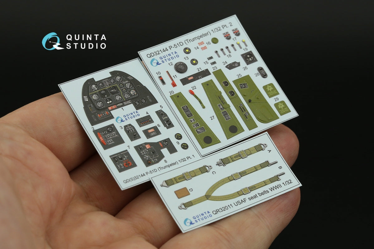 Quinta Studio QD32144 P-51D Mustang 3D-Printed &amp;amp; coloured Interior on decal paper (Trumpeter) 1/32 – immagine 3