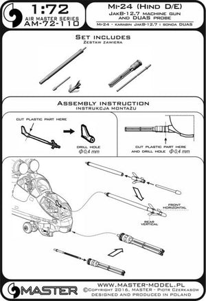 Master AM-72-110 Mi-24 (Hind D/E) - JakB-12.7 machine gun barrel and DUAS probe (metal and resin parts) 1/72 – immagine 16