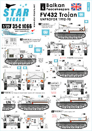 Star Decals 35-C1066 FV432 Trojan. FORCE PRÉPRODUCTIVE DE L&amp;#39;ONU en Bosnie (1992-1995) - Maquette au 1/35