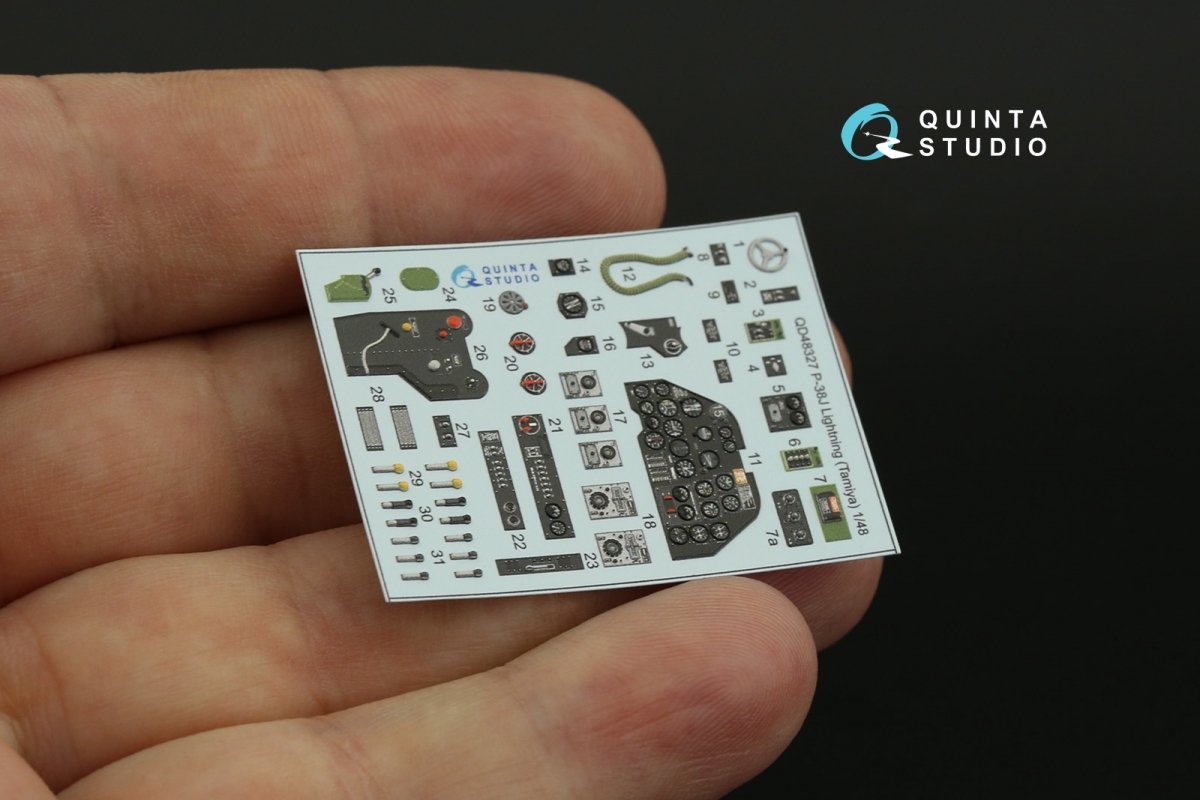 Quinta Studio QD48327 P-38J 3D-Printed &amp;amp; coloured Interior on decal paper (Tamiya) 1/48 – imagen 7