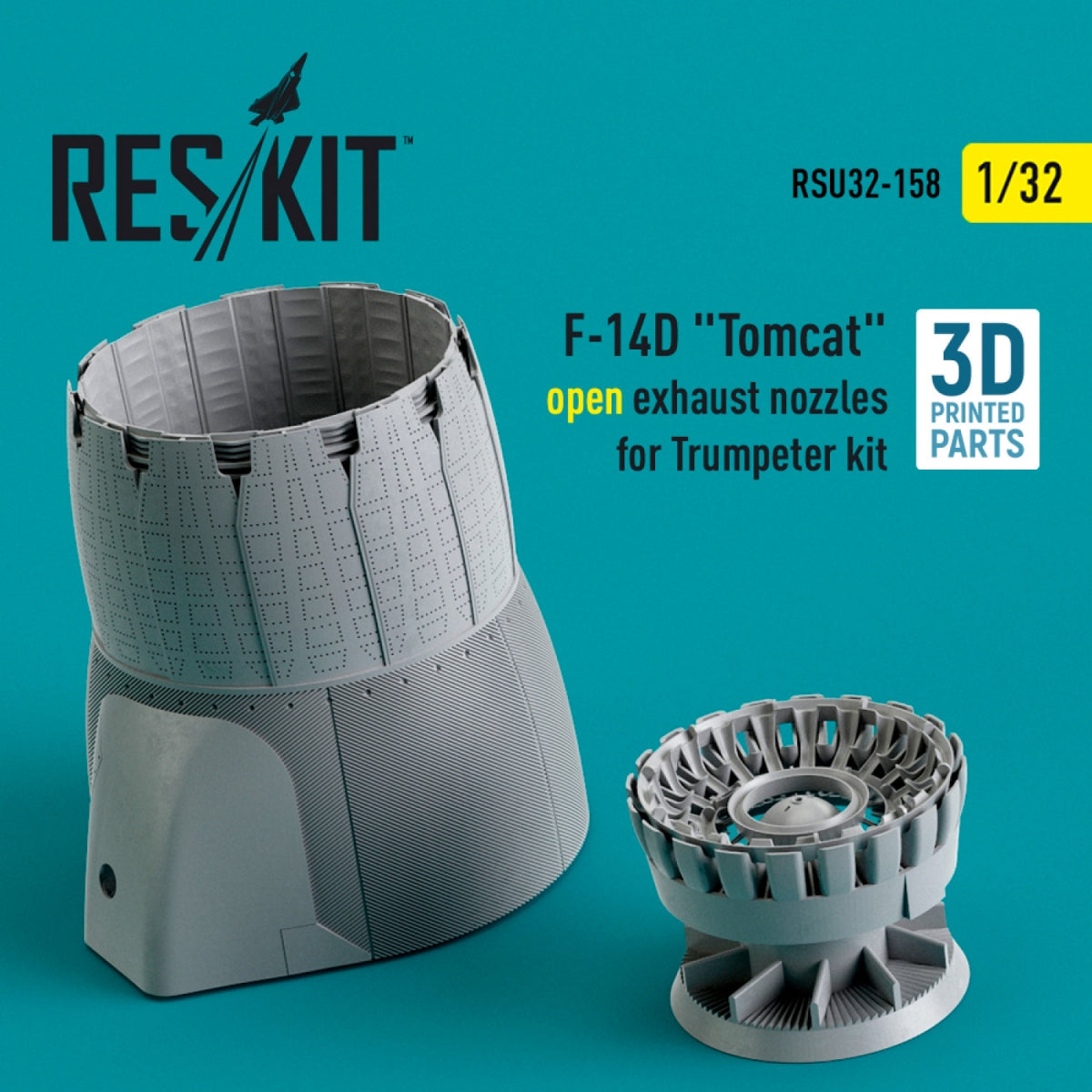 RESKIT RSU32-0158 F-14D Tomcat open exhaust nozzles for Trumpeter kit (3D Printed) 1/32 – zdjęcie 2