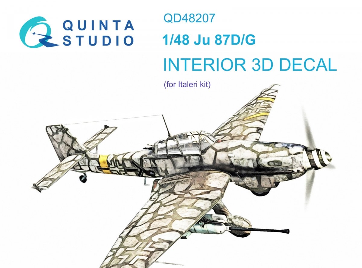 Quinta Studio QD48207 Ju 87D/G 3D-Printed &amp; colored Interior on decal paper (Italeri) 1/48