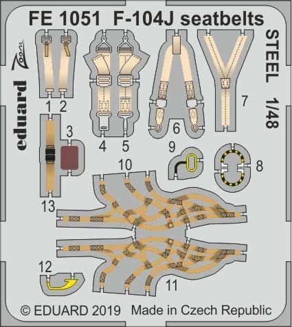 Ceintures de sécurité Eduard FE1051 F-104J, maquette en acier au 1/48, modèle Kinetic