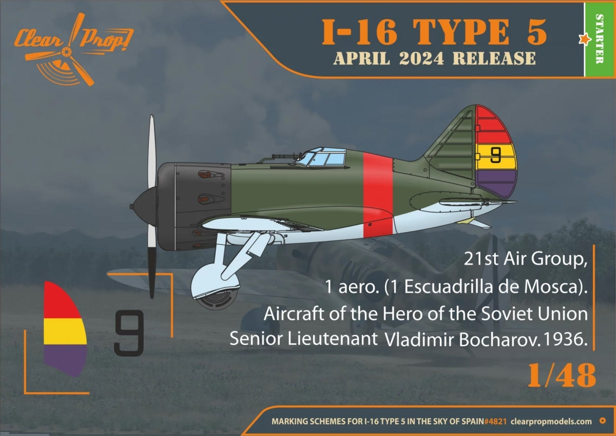 Clear Prop! CP4821 I-16 type 5 (in the sky of Spain early version) STARTER KIT 1/48 – imagen 10