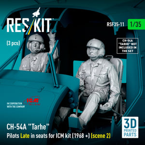 RESKIT RSF35-0011 CH-54A &amp;quot;Tarhe&amp;quot; Pilots Late in seats for ICM kit (1968 +) (scene 2) (3 pcs) (3D Printed) 1/35 – immagine 3