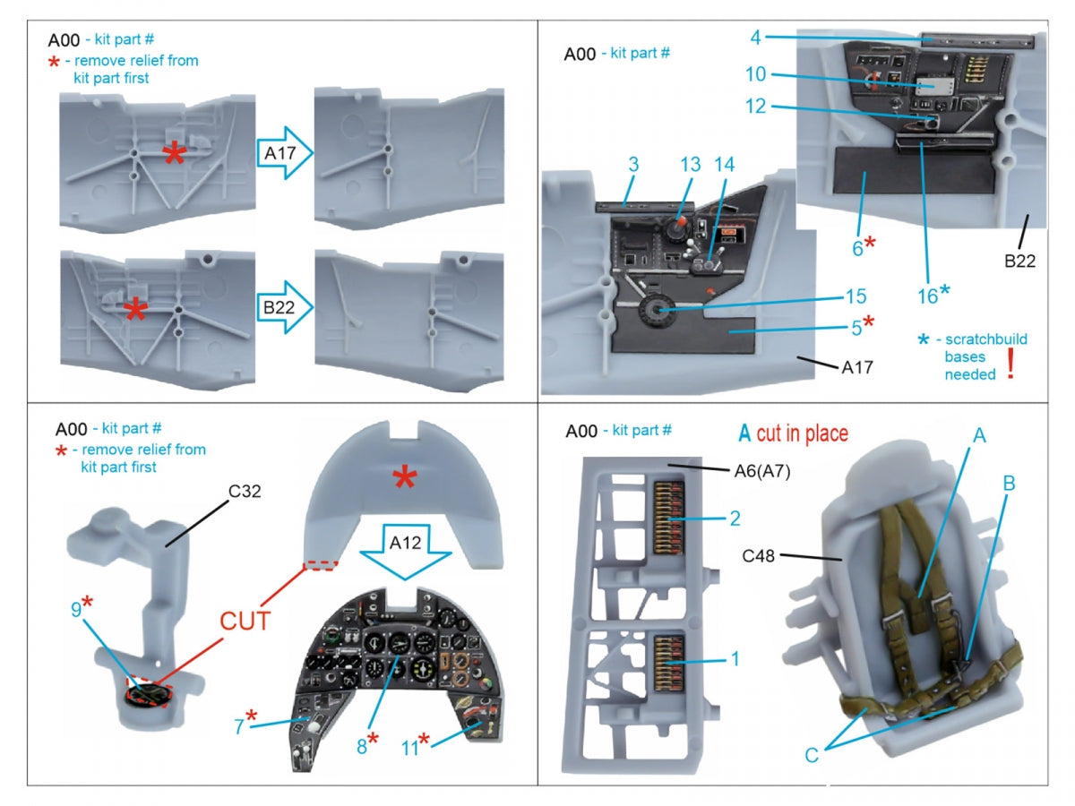 Quinta Studio QD72154 Typhoon Mk.1B Late 3D-Printed coloured Interior on decal paper (Airfix) 1/72 – imagen 2