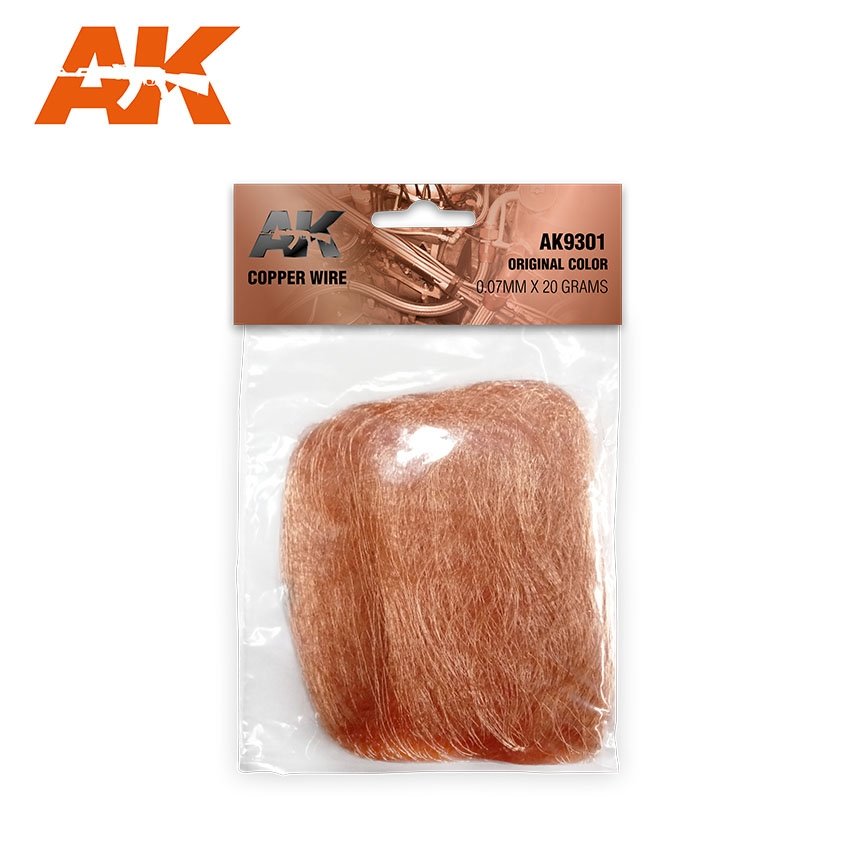 Fil de cuivre AK Interactive AK9301, diamètre 0,07 mm, poids 20 g. Couleur d'origine. 
