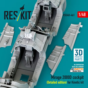 RESKIT RSU48-0461 Mirage 2000D cockpit (Detailed edition) for Kinetic kit (3D Printed) 1/48