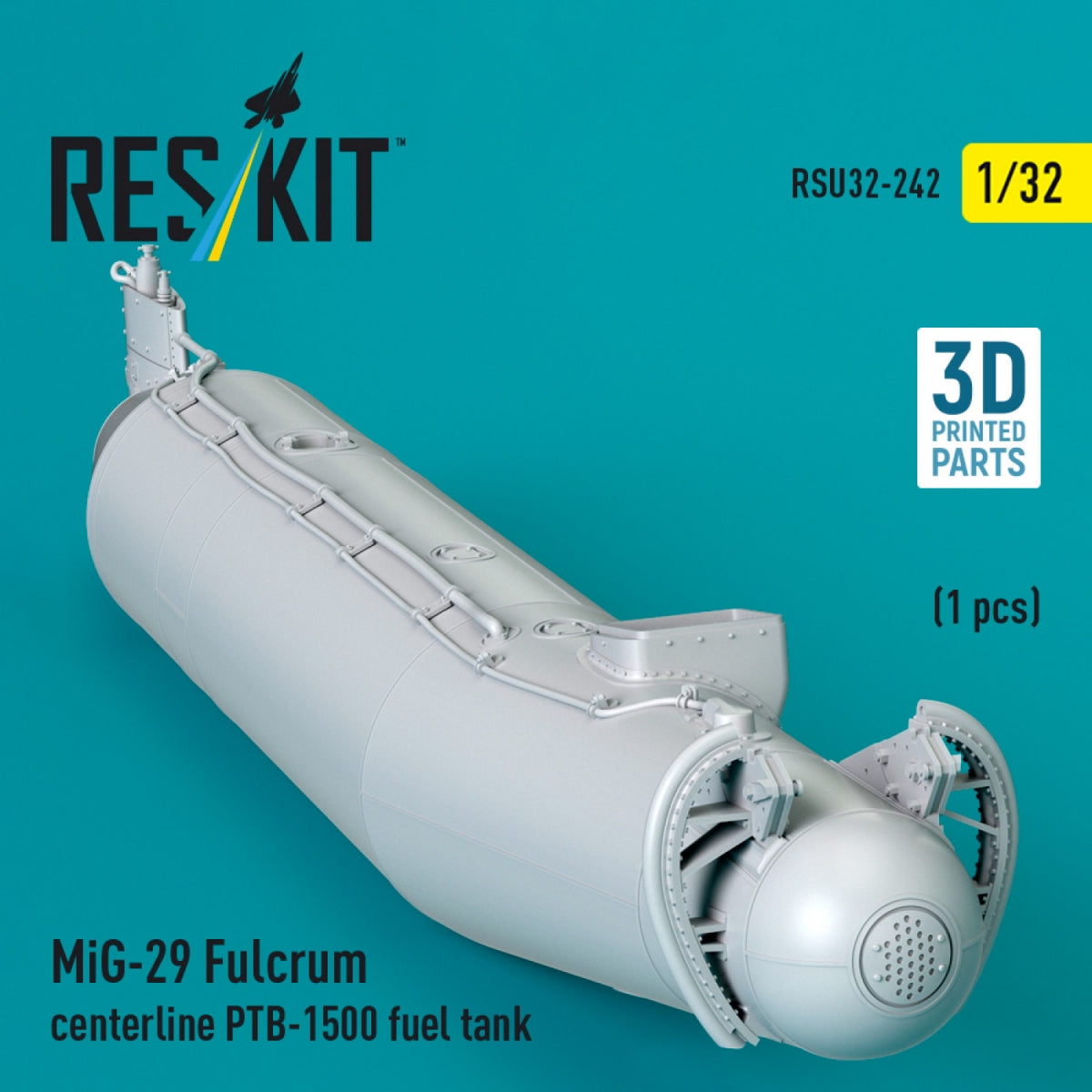 RESKIT RSU32-0242 MiG-29 Fulcrum centerline PTB-1500 fuel tank (1 pcs) (3D Printed) 1/32