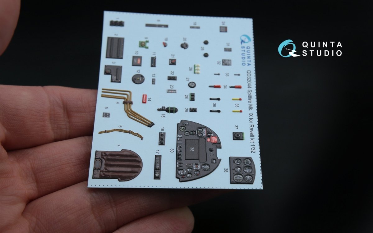 Quinta Studio QD32044 Spitfire Mk. IX 3D-Printed &amp;amp; coloured Interior on decal paper (for Revell kit) 1/32 – immagine 4