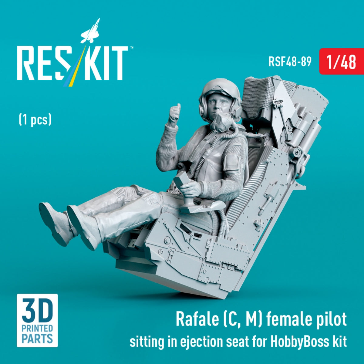 RESKIT RSF48-0089 Rafale (C, M) female pilot sitting in ejection seat for HobbyBoss kit (1 pcs) (3D Printed) 1/48