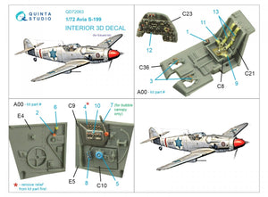 Quinta Studio QD72063 Avia S-199 3D-Printed &amp;amp; coloured Interior on decal paper (Eduard) 1/72 – immagine 2