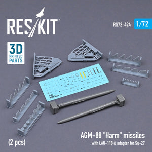 RESKIT RS72-0424 MISSILES AGM-88 « HARM » AVEC LAU-118 ET ADAPTATEUR POUR SU-27 (2 PIÈCES) 1/72 – image 2