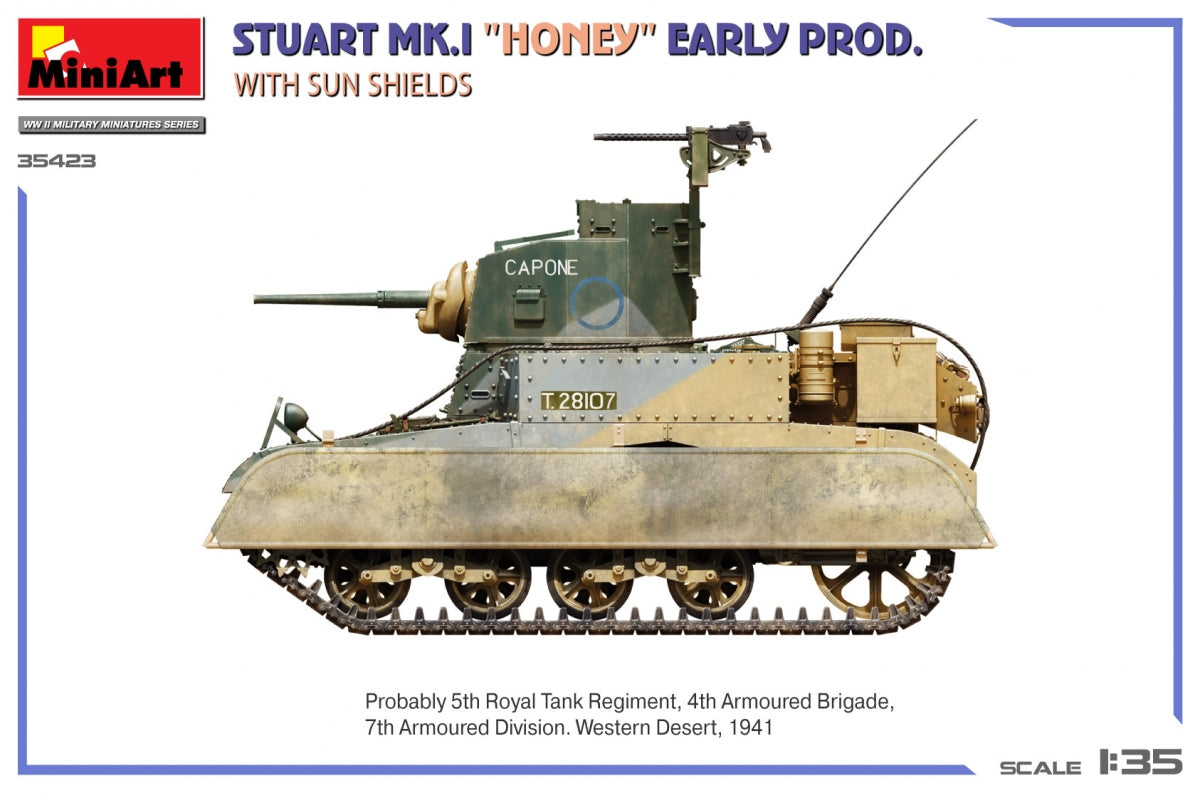 MiniArt 35423 Stuart Mk.I “Honey” Early Prod. w/Sun Shields 1/35 – imagen 4
