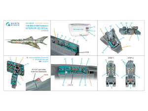 Quinta Studio QD+48576 MiG-21SM Fishbed-J 3D-Printed &amp;amp; coloured Interior on decal paper (Eduard) (with 3D-printed resin parts) 1/48 – zdjęcie 2
