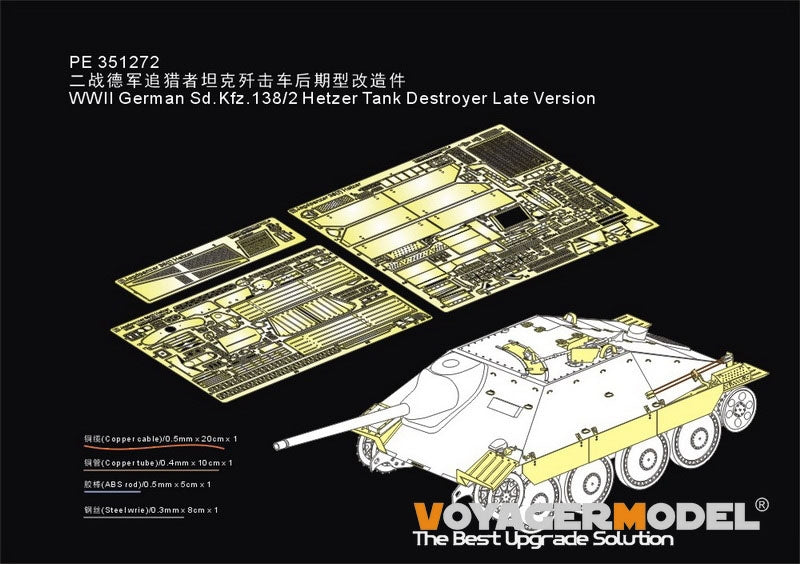 Voyager modèle PE351272 seconde guerre mondiale allemand Sd.Kfz.138/2 Hetzer chasseur de chars Version tardive pour TAKOM 2171/2172 1/35
