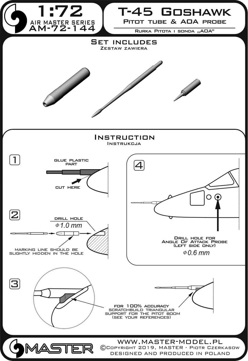 Master AM-72-144 T-45 Goshawk - Pitot Tube &amp;amp; Angle Of Attack probe 1/72 – Bild 4