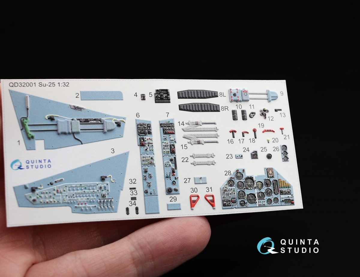 Quinta Studio QD32001 Su-25 3D-Printed &amp;amp; coloured Interior on decal paper (for Trumpeter kit) 1/32 – immagine 3