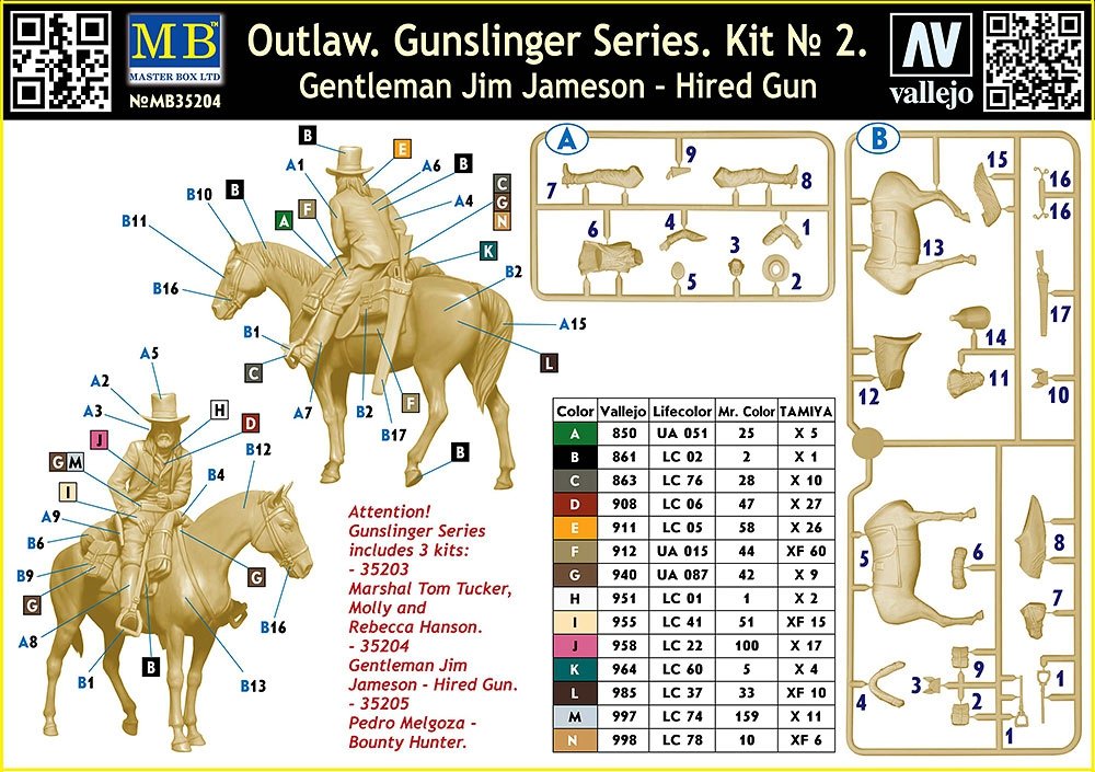 Master Box 35204 Outlaw. Gunslinger #2: Gentleman Jim Jameson Hired Gun 1/35 – immagine 3