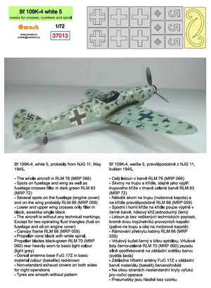 Omask 37013 Bf 109K-4 white 5 (masks for crosses, numbers and spiral) 1/72 – imagen 2