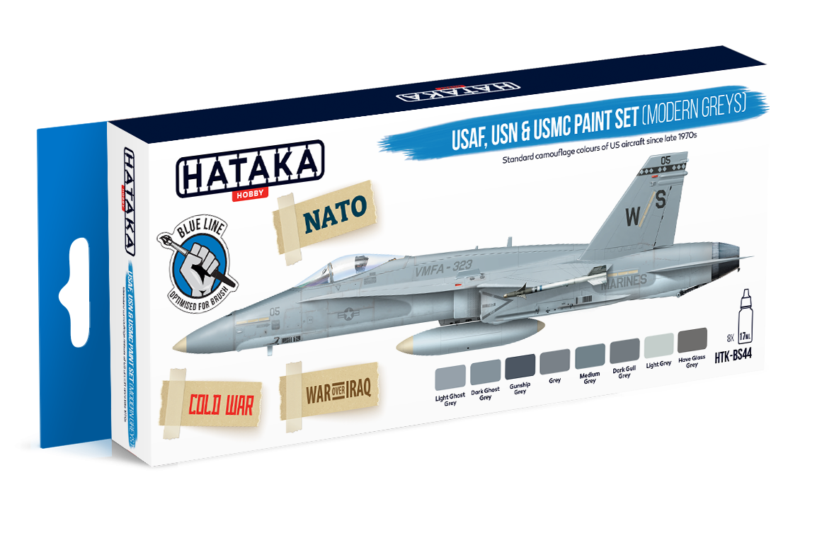 Hataka HTK-BS44 BLUE LINE – USAF, USN &amp;amp; USMC paint set (modern greys) 8x17ml