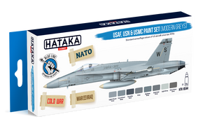 Hataka HTK-BS44 BLUE LINE – USAF, USN &amp;amp; USMC paint set (modern greys) 8x17ml