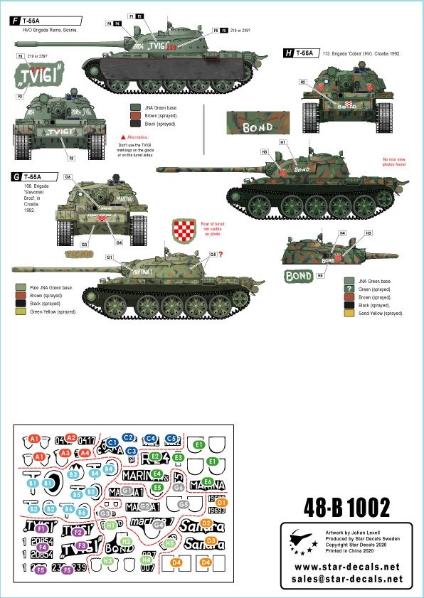 Star Decals 48-B1002 T-55A Tanks # 2. Balkan War. War in the Balkans and Ex-Yugoslavia 1/48 – imagen 2