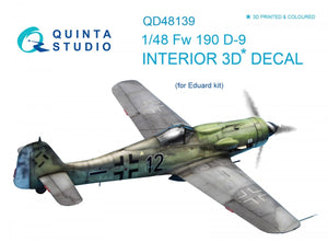Quinta Studio QD48139 FW 190D-9 3D-Printed &amp;amp; coloured Interior on decal paper (for Eduard kit) 1/48